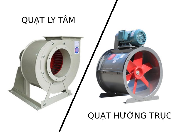 So sánh các đặc điểm của quạt ly tâm và quạt hướng trục